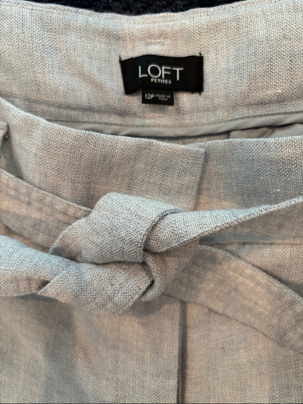 LOFT Petites Light Gray Tie-Waist Pant